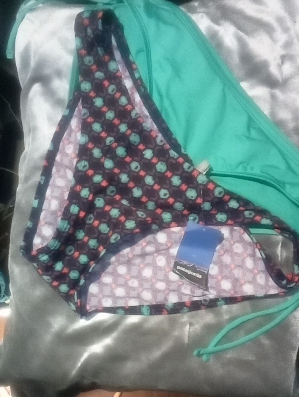 Patagonia Teal and Navy Floral One-Piece Swim